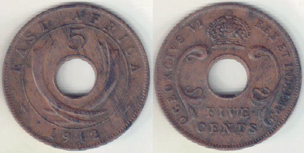 1942 SA East Africa 5 Cents A004082